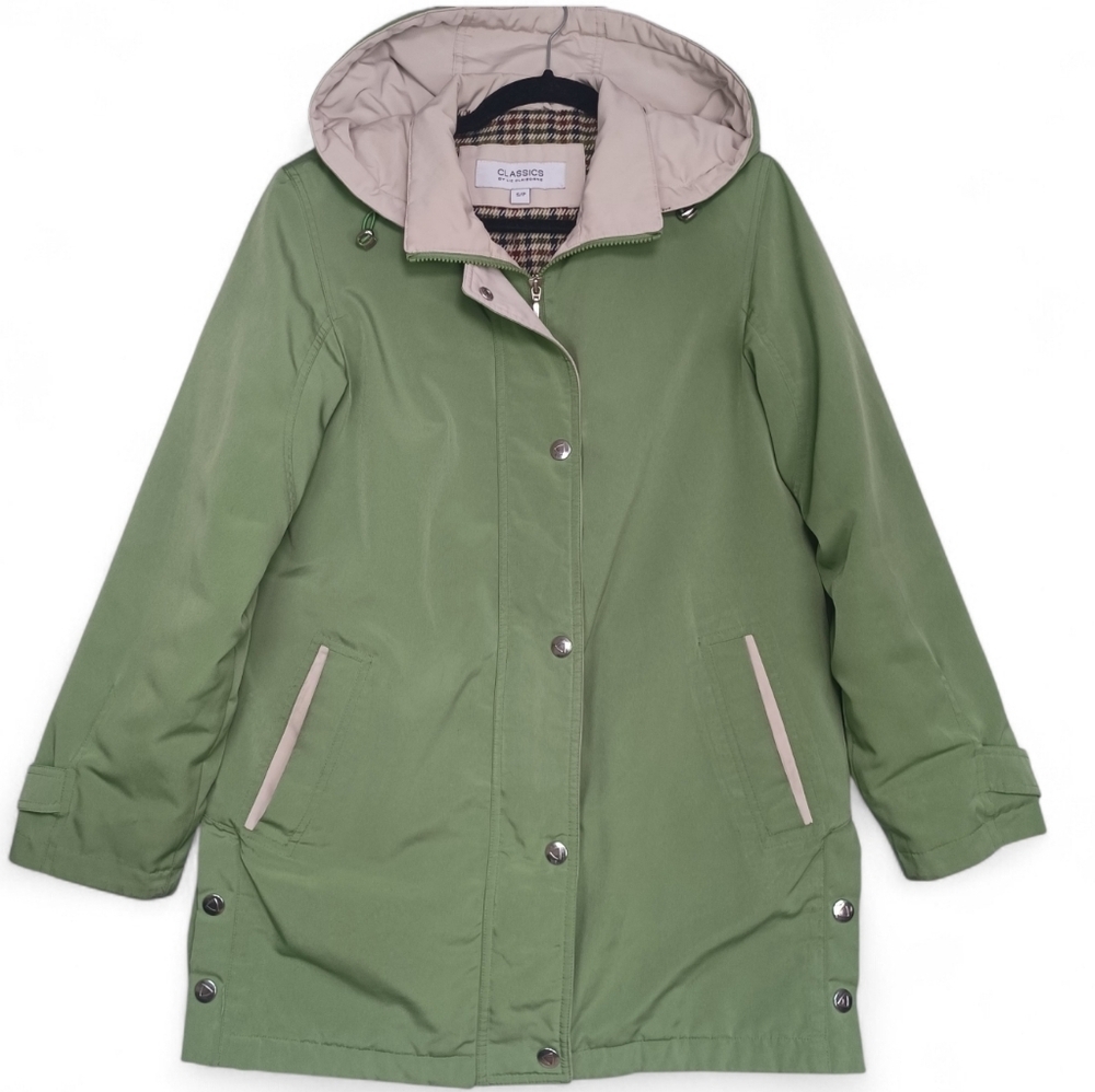 Liz Claiborne Green Utility Jacket with Tan Trim